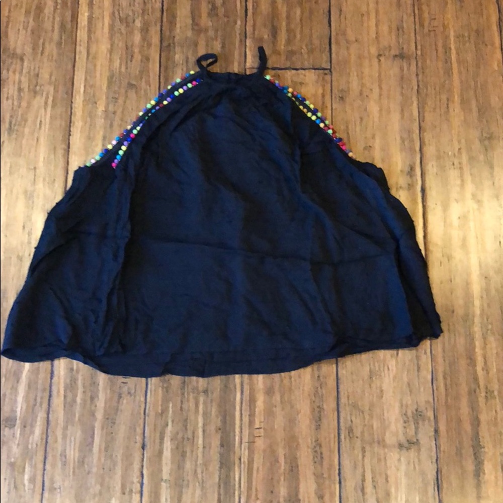 Black Sleeveless Dotted Pompom Top - Picture 3 of 4